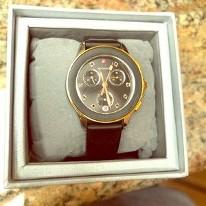 Michele Watch 34MM Cape Chrono Strap Black & Gold